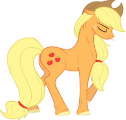 Size: 6341x6000 | Tagged: safe, artist:bri-sta, artist:perinigricon, applejack, earth pony, pony, g4, absurd resolution, eyes closed, female, realistic, simple background, solo, transparent background, unshorn fetlocks