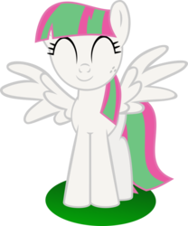 Size: 816x979 | Tagged: safe, artist:ulyssesgrant, blossomforth, pegasus, pony, g4, ^^, adoraforth, cute, eyes closed, female, mare, simple background, solo, spread wings, transparent background, vector, wings