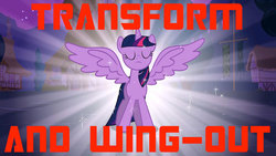 Size: 660x371 | Tagged: safe, edit, edited screencap, screencap, twilight sparkle, alicorn, pony, g4, magical mystery cure, eyes closed, female, image macro, mare, solo, spread wings, twilight sparkle (alicorn), wings