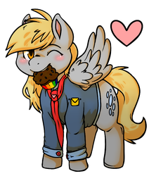 Size: 656x740 | Tagged: safe, artist:terraria, derpy hooves, pegasus, pony, g4, clothes, female, heart, mare, muffin