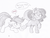 Size: 1064x807 | Tagged: safe, artist:joey darkmeat, scootaloo, sweetie belle, pegasus, pony, unicorn, g4, blushing, duo, female, lesbian, licking, luster dust, monochrome, nom denied, ship:scootabelle, shipping, sketch, sweetie gold, traditional art