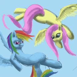 Size: 1000x1000 | Tagged: artist needed, safe, fluttershy, rainbow dash, g4, 30 minute art challenge