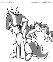 Size: 1200x1400 | Tagged: safe, artist:hasana-chan, diamond tiara, rumble, sweetie belle, g4, 30 minute art challenge, nuzzling, ship:rumbelle, shipping