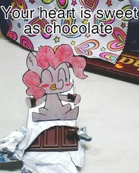 Size: 446x554 | Tagged: safe, artist:danadyu, pinkie pie, g4, chocolate, paper child, valentine