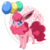 Size: 700x700 | Tagged: dead source, safe, artist:jiayi, pinkie pie, eevee, g4, balloon, crossover, cute, diapinkes, eeveelution, female, pokefied, pokémon, simple background, solo, species swap, transparent background