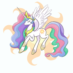 Size: 1000x1000 | Tagged: dead source, safe, artist:roomforapony, princess celestia, alicorn, pony, g4, eyes closed, female, mare, raised hoof, simple background, solo, white background