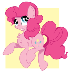 Size: 1024x1024 | Tagged: safe, artist:dozymouse, pinkie pie, earth pony, pony, g4, abstract background, chest fluff, cute, cutie mark eyes, diapinkes, ear fluff, female, leg fluff, mare, smiling, solo, wingding eyes