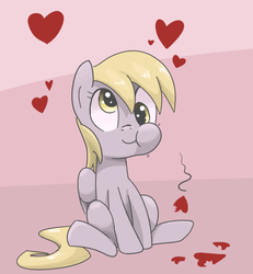 Size: 600x650 | Tagged: safe, artist:spicyhamsandwich, derpy hooves, pegasus, pony, g4, female, heart, mare, solo, valentine's day