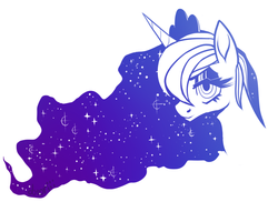 Size: 1000x800 | Tagged: safe, artist:dotoriii, princess luna, alicorn, pony, g4, bust, ethereal mane, female, mare, monochrome, portrait, profile, simple background, solo, starry mane, white background