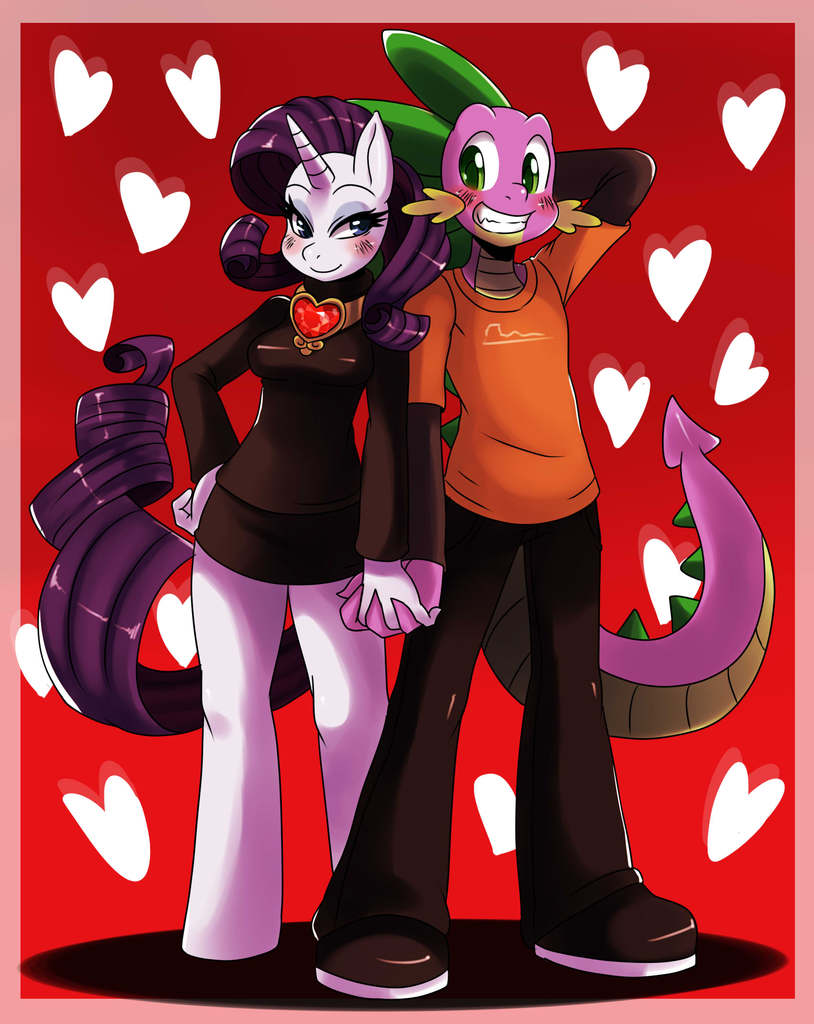 Ss2sonic Ruby #244260 - safe, artist:ss2sonic, rarity, spike, anthro, unguligrade ...