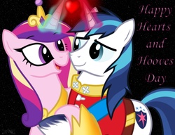 Size: 1040x799 | Tagged: safe, artist:ark9, artist:iflysna94, princess cadance, shining armor, alicorn, pony, unicorn, g4, female, heart, hearts and hooves day, hug, male, mare, stallion, valentine's day