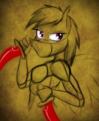 Size: 482x591 | Tagged: safe, artist:lil miss jay, rainbow dash, anthro, g4, bust, dagger, female, mask, solo, weapon