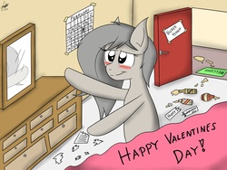 Size: 1600x1200 | Tagged: safe, oc, oc only, pony, blushing, bored, dozy slumbers, drunk, hearts and hooves day, liquor, mirror, smiling, solo, valentine, valentine's day