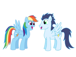Size: 1024x768 | Tagged: safe, artist:dreamy-tommy, rainbow dash, soarin', pegasus, pony, g4, duo, female, male, mare, ship:soarindash, shipping, simple background, stallion, straight, transparent background, vector