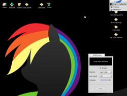 Size: 1024x768 | Tagged: safe, screencap, rainbow dash, g4, beos, desktop, english, haiku (os), operating system