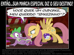 Size: 899x668 | Tagged: safe, fluttershy, rarity, spike, g4, magical mystery cure, my little pony: friendship is magic, portuguese