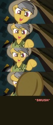 Size: 851x1997 | Tagged: safe, daring do, pegasus, pony, g4, comic, crush fetish, crushing, female, hoof fetish, hooves, mare, pov, underhoof