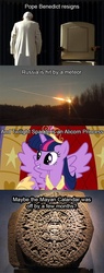 Size: 500x1310 | Tagged: safe, twilight sparkle, g4, alicorn drama, mayan apocalypse, pope, russian meteor, text, twilight sparkle (alicorn)