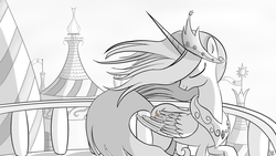 Size: 1920x1080 | Tagged: safe, artist:regolithx, princess celestia, pony, g4, canterlot, female, solo