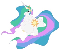 Size: 869x741 | Tagged: safe, artist:calorie, princess celestia, g4, chubby cheeks, chubbylestia, fat, morbidly obese, obese, simple background, weight gain, white background