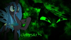 Size: 1920x1080 | Tagged: safe, artist:kigaroth, artist:makintosh91, artist:mkovic, edit, queen chrysalis, changeling, changeling queen, g4, female, vector, wallpaper, wallpaper edit