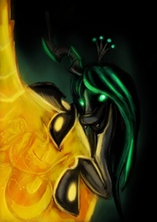 Size: 2480x3508 | Tagged: safe, artist:rariedash, queen chrysalis, changeling, changeling queen, g4, crown, female, jewelry, regalia