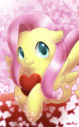 Size: 600x966 | Tagged: safe, artist:pegasisters82, fluttershy, pony, g4, female, heart, solo, valentine's day