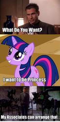 Size: 476x967 | Tagged: safe, screencap, twilight sparkle, pony, unicorn, g4, magical mystery cure, my little pony: friendship is magic, babylon 5, crossover, dialogue, female, grammar error, mare, mr morden, offscreen character, unicorn twilight, what do you want