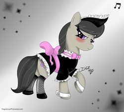 Size: 2917x2628 | Tagged: safe, artist:d-sixzey, octavia melody, earth pony, pony, g4, blushing, clothes, female, maid, solo