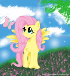 Size: 4582x5000 | Tagged: safe, artist:d-sixzey, fluttershy, butterfly, pony, g4, absurd resolution, female, solo