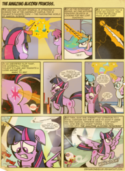 Size: 2850x3888 | Tagged: safe, artist:zsparkonequus, berry punch, berryshine, big macintosh, princess celestia, twilight sparkle, twinkleshine, alicorn, earth pony, pony, unicorn, g4, butt, comic, female, male, mare, origin story, parody, plot, plot twist, speech bubble, spider-man, twilight sparkle (alicorn)