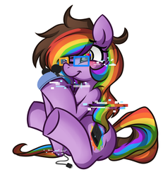 Size: 1200x1300 | Tagged: dead source, safe, artist:rainbowscreen, oc, oc only, oc:rainbow screen, pony, unicorn, multicolored hair, rainbow hair, solo, underhoof