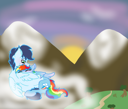 Size: 900x771 | Tagged: safe, artist:tomboyishcanid, rainbow dash, soarin', g4, female, male, ship:soarindash, shipping, straight