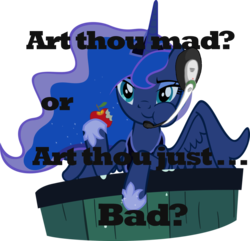 Size: 900x869 | Tagged: safe, princess luna, alicorn, pony, gamer luna, g4, apple, eating, female, food, mare, simple background, solo, transparent background