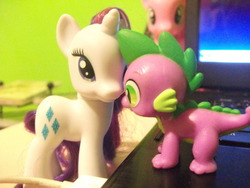Size: 1280x960 | Tagged: safe, pinkie pie, rarity, spike, g4, brushable, female, male, ship:sparity, shipping, straight, toy