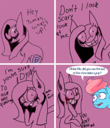 Size: 1014x1179 | Tagged: safe, artist:capnpea, artist:hornsies, cup cake, pinkie pie, g4, another goddamn pinkamena ask blog, comic, pinkamena diane pie, tumblr