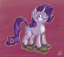 Size: 900x802 | Tagged: safe, artist:zestyoranges, rarity, pony, unicorn, g4, crocs, derp, female, solo, thousand yard stare