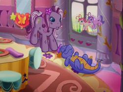 Size: 640x480 | Tagged: safe, screencap, master kenbroath gilspotten heathspike, tiddly wink, tra-la-la, wysteria, breezie, dragon, earth pony, pony, g3, the princess promenade, nap, sleeping, table