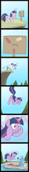 Size: 1076x6319 | Tagged: safe, artist:theparagon, trixie, twilight sparkle, g4, boat, comic, female, flower, lesbian, magic, pokémon, reference, scrunchy face, ship:twixie, shipping, sign, springboard, trap (device)