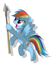 Size: 4658x5686 | Tagged: safe, artist:austiniousi, rainbow dash, pegasus, pony, g4, absurd resolution, female, simple background, solo, spear, transparent background, vector