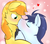 Size: 2700x2400 | Tagged: dead source, safe, artist:kryptchild, braeburn, soarin', earth pony, pegasus, pony, g4, blushing, duo, gay, heart, kissing, male, ship:soarburn, shipping, unshorn fetlocks