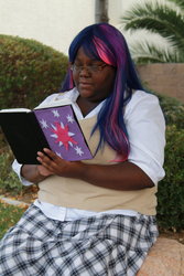 Size: 1024x1536 | Tagged: safe, artist:midnightpursona, twilight sparkle, human, g4, book, cosplay, irl, irl human, photo, reading, solo