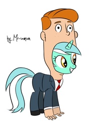 Size: 662x916 | Tagged: safe, artist:mr-samson, lyra heartstrings, g4, costume, creepy, humie, norm (phineas and ferb), phineas and ferb