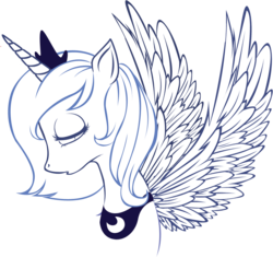 Size: 907x854 | Tagged: safe, artist:tinuleaf, princess luna, pony, g4, female, lineart, s1 luna, solo