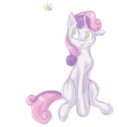 Size: 866x923 | Tagged: safe, artist:mysticmistsong, firefly, sweetie belle, g4, front view, full body, looking at something, simple background, sitting, solo, transparent background