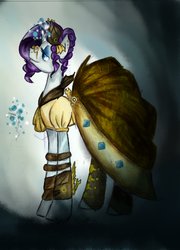 Size: 1499x2077 | Tagged: safe, artist:deltalix, rarity, g4, clothes, dress, glasses, steampunk