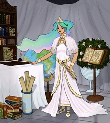 Size: 800x899 | Tagged: safe, artist:themozack, princess celestia, human, g4, humanized, scroll