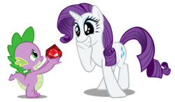 Size: 4072x2380 | Tagged: safe, artist:ericfortney, rarity, spike, g4, female, fire ruby, interspecies, male, ship:sparity, shipping, simple background, straight, transparent background, vector