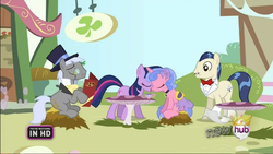 Size: 758x426 | Tagged: safe, screencap, caesar, count caesar, horte cuisine, royal ribbon, savoir fare, twilight sparkle, earth pony, pony, unicorn, g4, magical mystery cure, female, male, mare, out of context, stallion