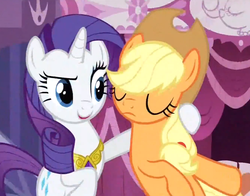 Size: 596x467 | Tagged: safe, screencap, applejack, rarity, g4, magical mystery cure
